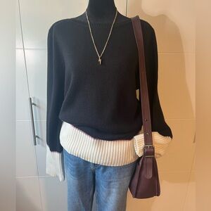 Ann Taylor Boat Neck Color-block Sweater Size XL